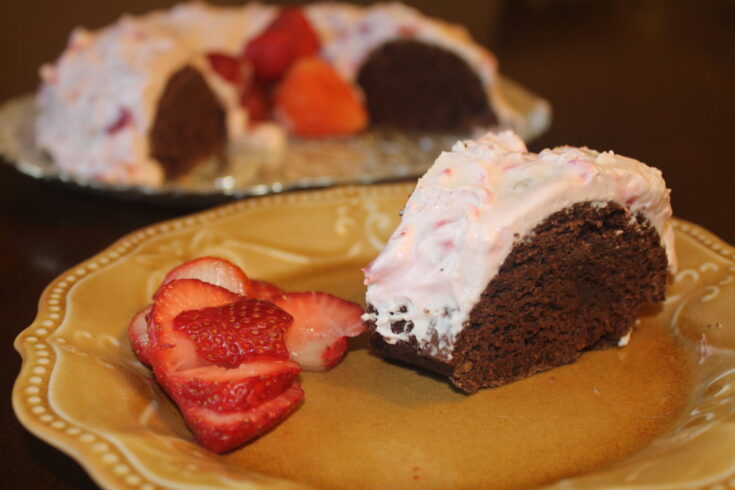 Chocolate Cake with Strawberry Icing