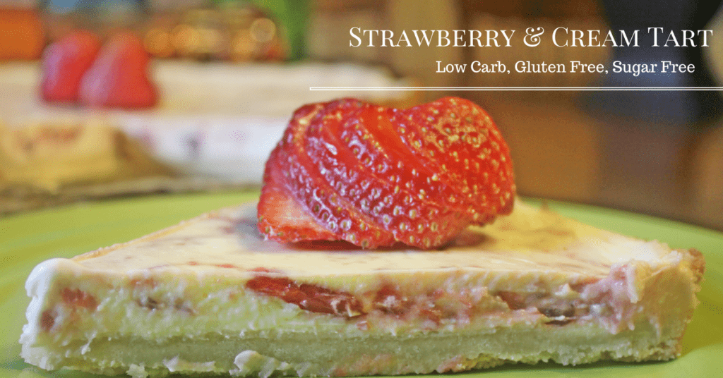 Strawberry and Cream Tart from My Table of Three is sugar and gluten free. 