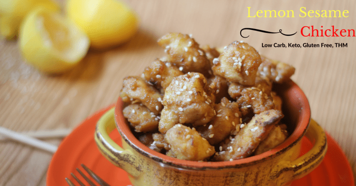 Low Carb, Keto, Trim Heathlty Mama and Banting Lemon Sesame Chicken is gluten free by My Table of Three