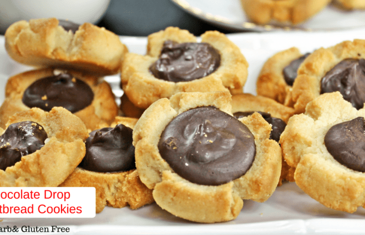 Low Carb and Gluten Free Chocolate Drop Shortbread Cookes. THM Friendly