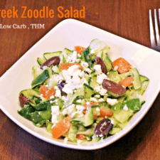 Easy Greek Zoodle Salad, Low Carb, Vegetarian, THM
