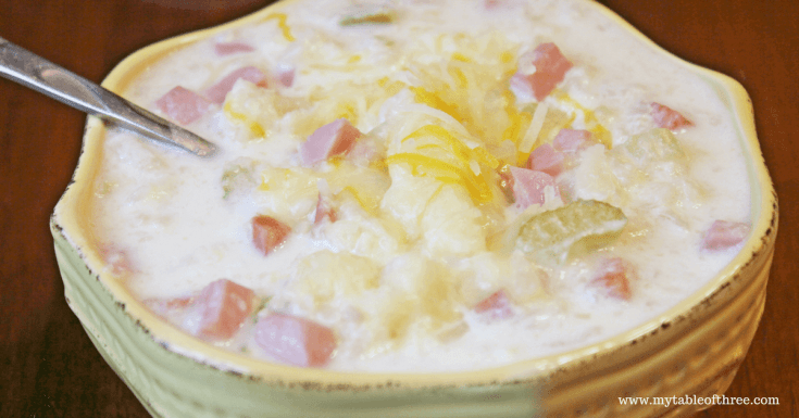 Creamy Ham and Cauliflower soup is low carb and Trim Healthy Mama Friendly