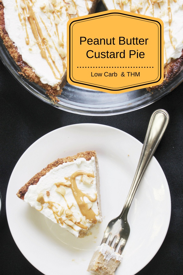 This Peanut Butter Custard Pie is low carb, gluten free, THM "S" and the perfect pie for the holidays.
