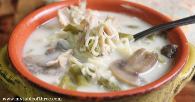 Trim Healthy Mama and Low Carb Creamy Chicken Noodle Soup is great for those chilly nights. #thm #soup #lowcarbsoup