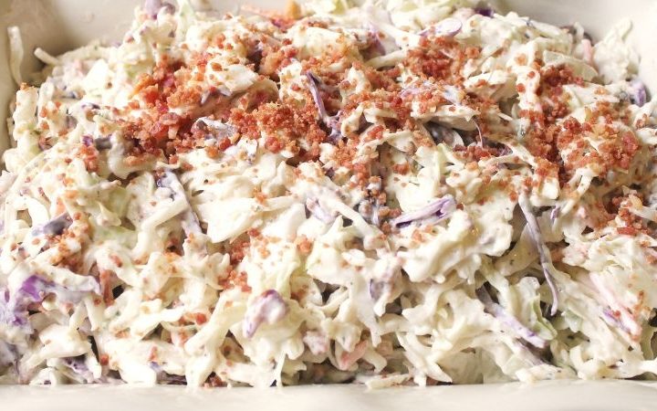 Low Carb and THM Bacon Ranch Coleslaw from My Table of Three.