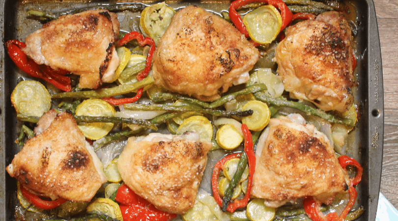 Roasted Chicken and Veggie Sheet Pan Meal #lowcarb #keto #THM #sheetpandinner #sheetpanmels