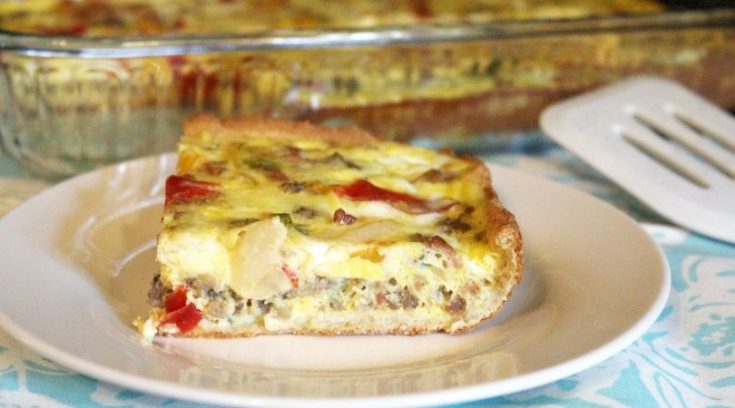 A low carb breakfast casserole with a gluten free pastry crust to replicate the crescent roll casseroles.