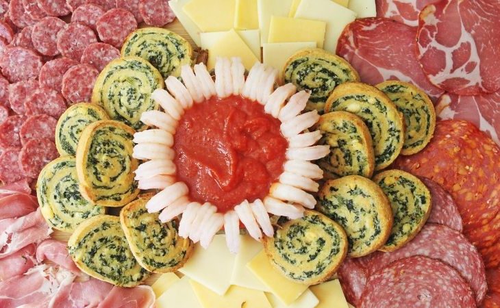 Low Carb and THM Party Food Tray is loaded with meat and cheeses. Great for any celebration.