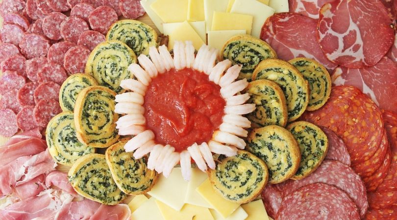 Low Carb and THM Party Food Tray is loaded with meat and cheeses. Great for any celebration.