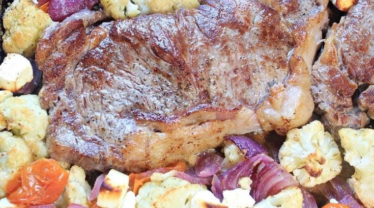 Juicy Ribeye Steak with Roasted Veggies