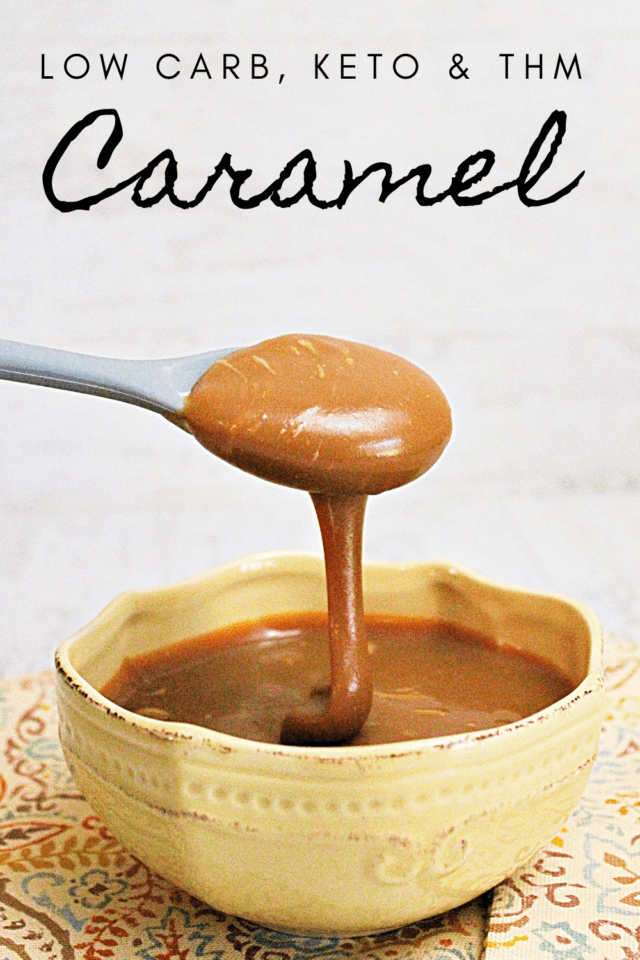An Easy Low Carb Caramel that is great for topping desserts, coffees and pancakes. #lowcarbcaramel #ketocaramelsauce #thmcaramel #easysugarfreecaramel