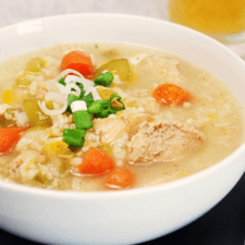 Creamy Instant Pot Chicken and Rice Soup, Low Fat & Dairy Free (THM “E”)