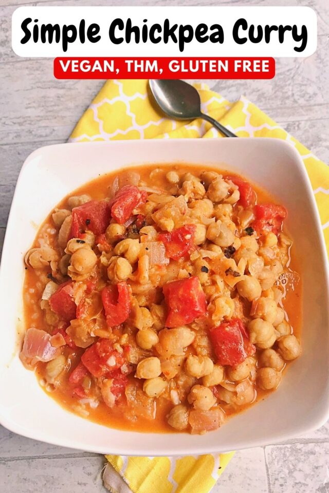 A pinterest photo pin of chickpea curry