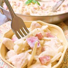 Low Carb Creamy Ham and Chicken Pasta